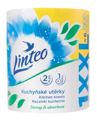 LINTEO - Kuchyňská utěrka XXL 60 m (1 ks)- 2 vrstvá - bílá  (7030)