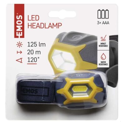 COB LED čelovka, 125 lm, 20 m, 3x AAA  (100977)